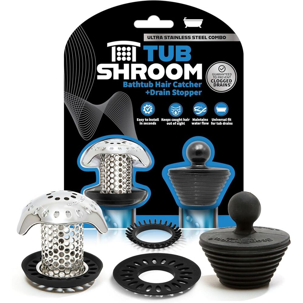TubShroom Ultra Stainless Steel Hair Catcher Drain Protector with Stopper